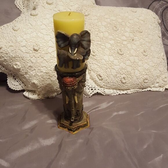 Single candle holder with candle - Picture 1 of 5